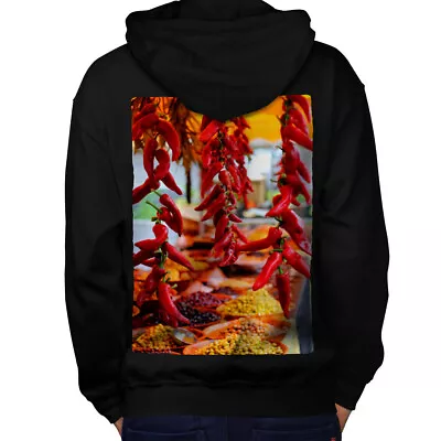 Buy Wellcoda Red Hot Spicy Pepper Mens Hoodie, Chili Design On The Jumpers Back • 25.99£