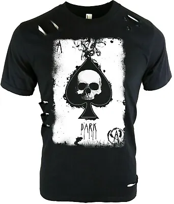Buy Ace Of Spades Skull | Mens Distressed T-Shirt | S To Plus Size | Biker Goth Rock • 12.95£