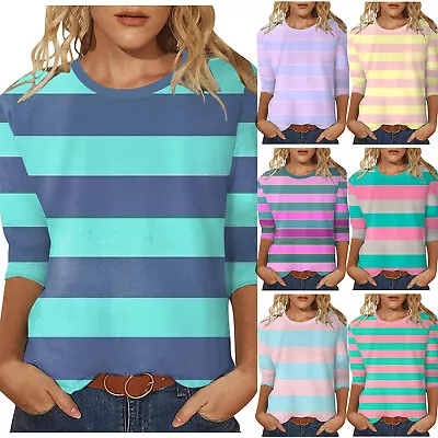 Buy Womens Tops Mid Length Shirts Three Quarter Sleeves Graphic Shirts T Shirts • 15.95£