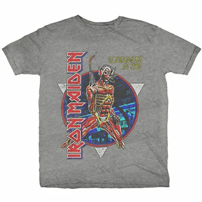 Buy Official Iron Maiden T Shirt Somewhere In Time Grey Mens Classic Rock Metal Tee • 16.28£