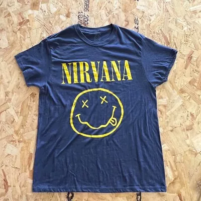 Buy Nirvana T Shirt Large L Navy Mens Graphic Band Music • 12.99£
