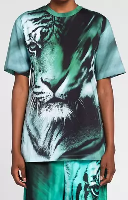 Buy Roberto Cavalli T-Shirt Tee Top Size S Slim Fit Tiger Print MADE IN ITALY Green • 95£
