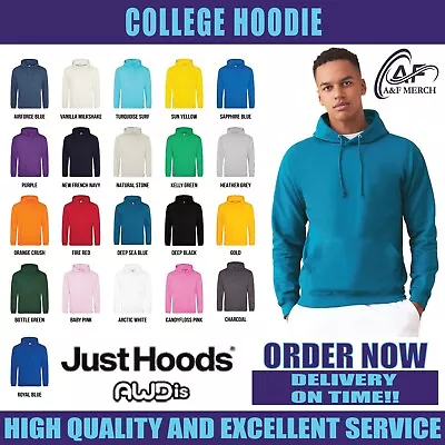 Buy Just Hoods Awdis College Hoodie Plain Casual Pullover Jumper Sweatshirt JH001 • 17.99£