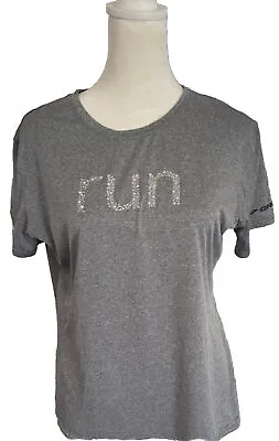 Buy Brooks Womens L Equilibrium Technology Grey Short Sleeve Athletic Tshirt RUN • 8.03£