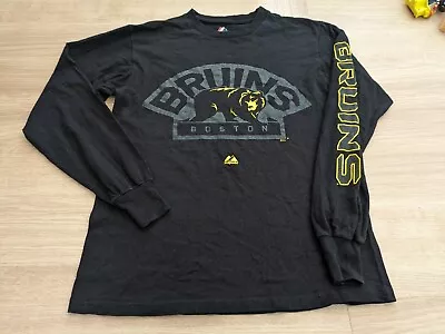 Buy Boston Bruins Black/Yellow Long Sleeved NHL T-shirt Majestic Ice Hockey S Mens • 9.99£