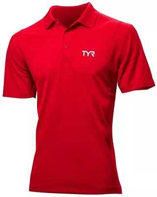 Buy TYR Mens Cotton Polo Shirt - Swimming - Red • 28.82£