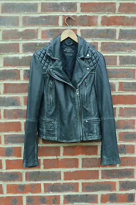 Buy *WOW* CARGO AllSaints Leather Jacket Ladies Biker UK8 US4 EU36 Black Moto A  • 69.99£
