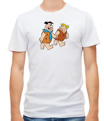 Buy The Flintstones Characters White / Black Short Sleeve Men T Shirt L003 • 9.51£