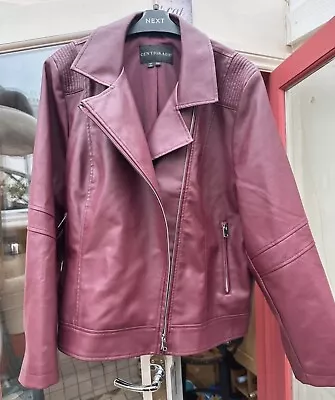 Buy Centrigrade Faux Leather Biker Jacket Size 3XL Burgundy Ladies • 35£
