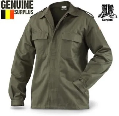 Buy Surplus Belgian Army Jacket Combat Cotton OD Field Shirt BDU Military Green • 12.49£