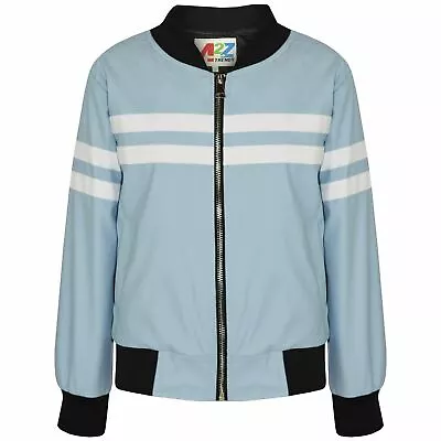 Buy Kids Boys Girls Jackets Contrast Striped PU Bomber Varsity School Top Biker Coat • 9.99£