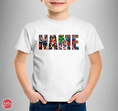 Buy Marvel Personalised Logo T-shirt  YOUR NAME  Birthday Xmas Matching Tees • 9.99£