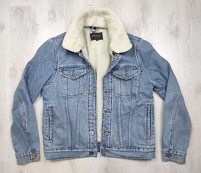 Buy Mens River Island Borg Fleece Lined Denim Jacket Size M • 20.95£