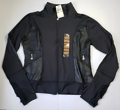 Buy Catherine Malandrino Womens Long Sleeve Faux Leather Black Stretch Jacket Size M • 22.73£