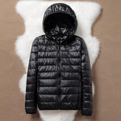 Buy 2023 New Womens Duck Down Coat Ultralight Hooded Short Ladies Puffer Jacket Size • 20.39£