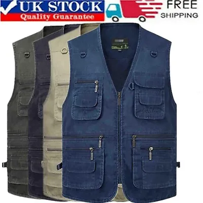 Buy Mens Cowboy Vest Waistcoat Multi Pocket Jacket Fishing Camping Hiking Gilet  • 9.35£