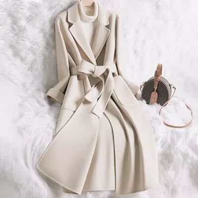 Buy Women's Double-sided Cashmere Coat Mid Length Slim Fit Winter 70% Wool Jackets  • 205.22£