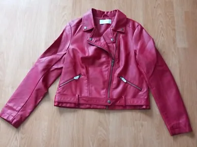 Buy La Redoute Red Faux Leather Pleather Biker Jacket UK 14 NEW!! • 23£