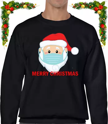Buy Merry Christmas Santa Mask Christmas Jumper Xmas Festive Sweater Funny Top • 15.99£