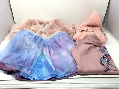 Buy Girls Next Pink Jacket, F&F Jacket Frozen Elsa&Anna Skirt, Pink Unicorn T-Shirt • 17£