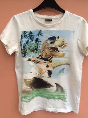 Buy Boys Next White Dinosaur Trex Tshirt Age 11 • 3.99£