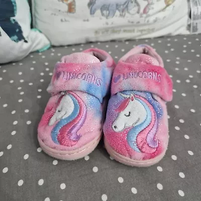 Buy Girls Pink Unicorn Slippers Size 6 • 2.99£