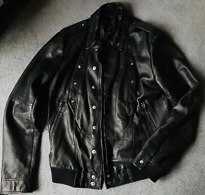 Buy ALL SAINTS Black Luxury Leather Biker Jacket XL Stud Poppers Steam Rock • 82.90£