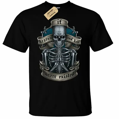 Buy Heaven And Hell Mens T-Shirt Biker Skull Skeleton Gothic Rock Punk Goth Metal • 11.95£