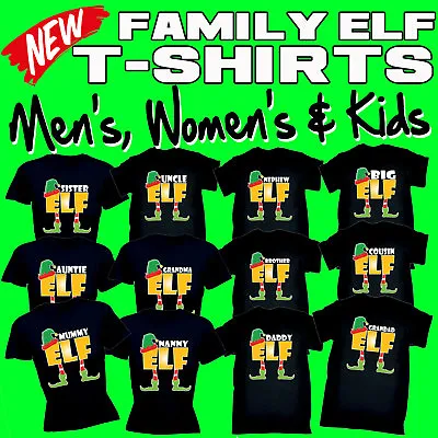 Buy ELF Family Christmas T-Shirts - Novelty X-mas Day Black T Shirt - Gift Gifts • 12.95£