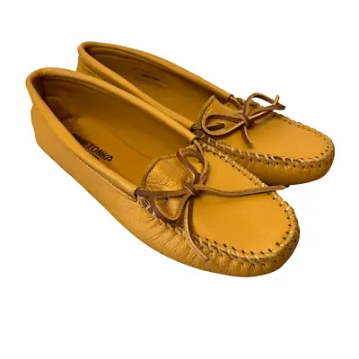 Buy Minnetonka Double Deer Softsole Natural Deerskin Leather Moccasin Womens Size 11 • 63.25£