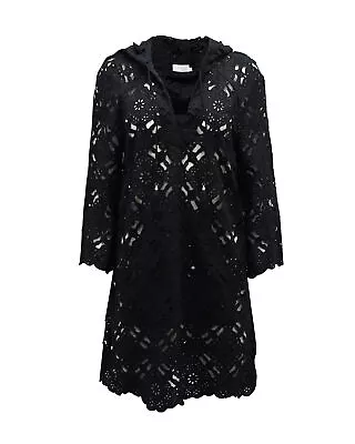 Buy Zimmermann Women's Lace Hoodie Dress With Tasseled Drawstring In Black Cotton In • 607£