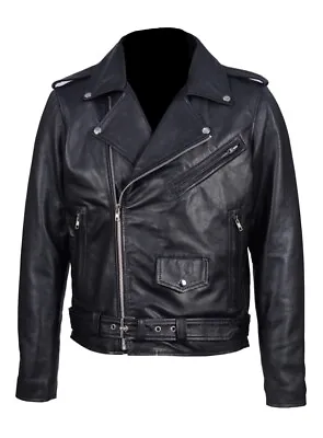 Buy Men's Genuine Leather Lambskin Perfecto Classic Brando Biker Motorbike Jacket • 69.99£