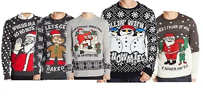 Buy Mens Ladies Unisex 3 Santas Christmas Jumper Xmas Knitwear Sweater Naughty List • 11.99£