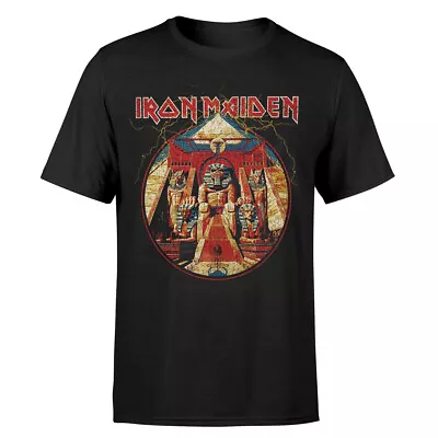 Buy Iron Maiden T-Shirt Ink Powerslave Lightning Circle Rock New Black Official • 15.95£