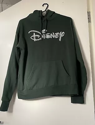 Buy Disney Hoodie Women’s Size Small - Green With White Lettering And Drawstring  • 9£