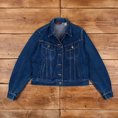 Buy Vintage Lee Denim Jacket Large USA Made 90s Dark Blue Trucker Womens R31842 • 27.22£