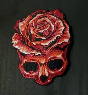 Buy Red Rose Skull Sew Or Iron On Patch, Goth, Death, Horror, Punk Rock Applique  • 1.95£