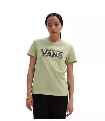 Buy Vans Womens Floral Logo T-Shirt / Light Green / RRP £30 • 12£