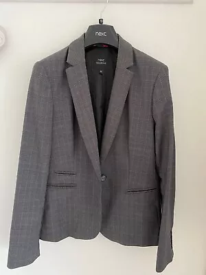 Buy NEXT Grey Fine Check Flattering Jacket Work Size 10 Excellent Condition • 7.99£