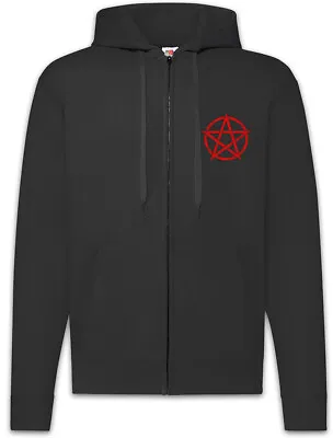 Buy Red Pentagram Sign Zipper Hoodie Aleister Crowley Satanic Circle 666 Satan • 53.94£