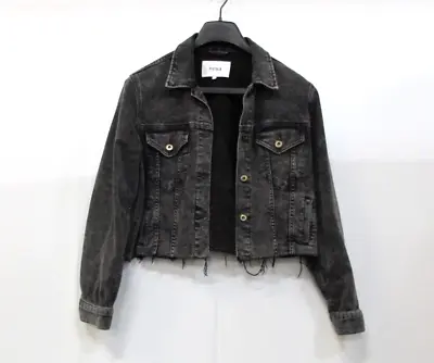 Buy PISTOLA Black Jean Jacket, Cropped Fit, Raw Hem - Women's Small • 7.91£