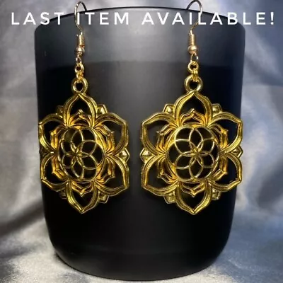 Buy Handmade Gold Hollow Flower Earrings Gothic Gift Jewellery • 4.50£