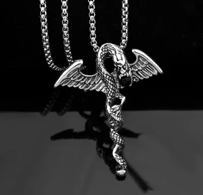 Buy Snake Wings Angel Necklace Chain Pendant Gothic Punk Hip Hop Style Jewellery • 5.85£
