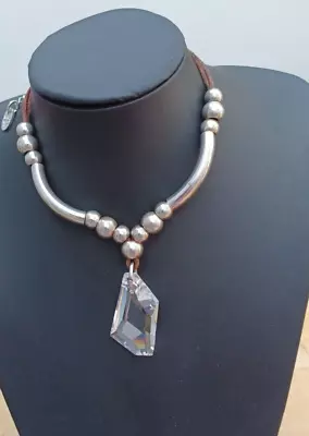 Buy Bibi Vintage Silver Plated Necklace Choker & Chunk Pendant Designer Jewellery224 • 15.99£
