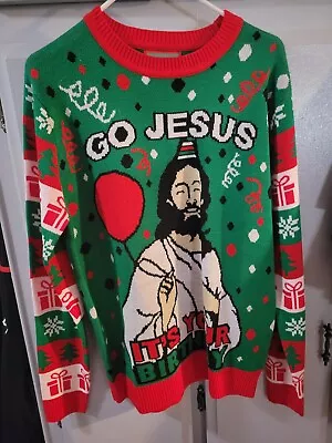 Buy Womens Christmas Sweater Go Jesus It's Your Birthday Size Small S • 9.44£