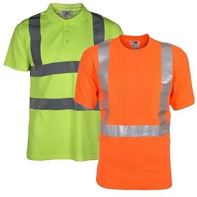 Buy Hi Vis Viz Visibility T-Shirt Crew Neck Safety Workwear Short Sleeve Top S-4XL • 6.49£