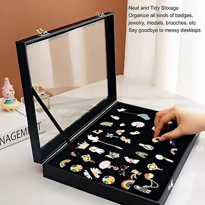 Buy Dustproof Pin Bag Wooden Display Collectables Box Badge Jewelry Storage Frame • 14.89£