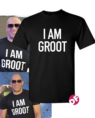 Buy I AM GROOT Black T-Shirt Vin Diesel Guardians Of The Galaxy Adult And Kids Ts • 15.99£