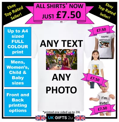 Buy Personalised Photo Text Logo T-Shirt Stag Hen Kids Men Women Birthday Party Xmas • 9.50£