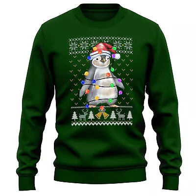 Buy Santa Penguin Christmas Sweatshirt Wildlife Animal Men And Women Jumper Tree ... • 24.99£